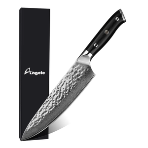 8 Inch Japanese Damascus Chef Knife - 67-Layer VG10 Steel with Hammered Mirror Finish