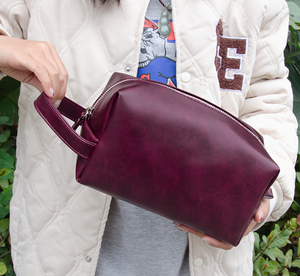 Bolsa de Maquillaje PEIQUAN de Gran Capacidad, Estilo Vintage, en Cuero PU, Multifuncional, Portátil, Organizador de Artículos de Aseo para Viaje - Product Image 3