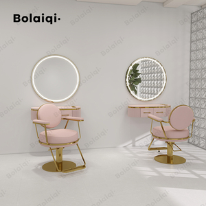 BOLAIQI New Design Ladies <strong>Salon</strong> Furniture Set Pink and Gold <strong>Salon</strong> <strong>Chairs</strong> Stainless Steel Base <strong>Salon</strong> <strong>Styling</strong> <strong>Chair</strong> - Product Image 2