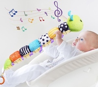 Giocattolo Musicale Multicolore a Forma di Bruco per Neonati, Morbido Peluche Sensoriale in Cotone con Design a Righello, Sonagli e Campanelli, Tipo Pecora, Unisex, per Compleanno