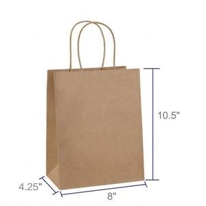 Sac à provisions en papier kraft brun imprimé personnalisé écologique avec poignées - Product Image 2