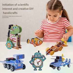 Kit de robot en bois DIY pour enfants, <span class=keywords><strong>expérience</strong></span> <span class=keywords><strong>scientifique</strong></span>, outil pédagogique STEAM, jouet technologique alimenté par énergie solaire, carte KT - Product Image 1