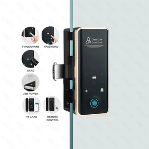 TUYA WIFI smart glass door lock TT LOCK digital biometric fingerprint card digital office glass door lock