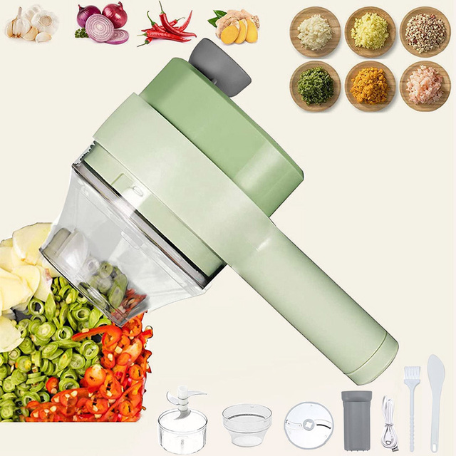 Maisons Kitchen Gadgets 4 1 Handheld Electric Vegetable Cutter Set Multifunction Food Chopper Eco-Friendly Stainless Steel