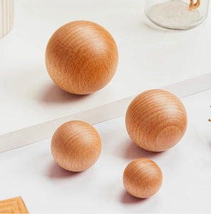 Poignée de tiroir ronde à un seul trou, poignée de porte de placard et de armoire en bois massif, bouton rond en bois de hêtre minimaliste nordique - Product Image 2