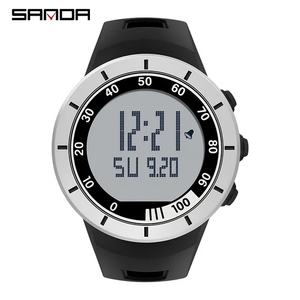 Montre homme <span class=keywords><strong>SANDA</strong></span> 9001, grand cadran rond, montre numérique LED de luxe, montres électroniques à bracelet, montres à double affichage - Product Image 1