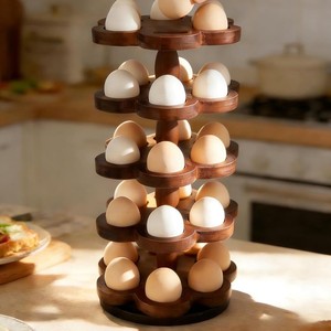 Organizador Giratorio de Madera Maciza para Huevos, 5 Niveles, para Mantener Frescos los Huevos, Organizador de Almacenamiento de Escritorio - Product Image 1