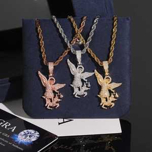<span class=keywords><strong>NOVA</strong></span> Nuevo Colgante de Lujo para Hombre, Plata S925, Moissanita VVS de Corte Brillante, Ángel de la Justicia, Estilo Hip Hop, Chapado en Rodio/Oro/Oro Rosa, para Fiesta - Product Image 1