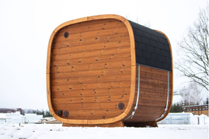 Sauna Exterior Moderna Cuadrada de Madera de Cedro Rojo Ecológica para 4 Personas con Estufa Harvia, Vapor Húmedo - Product Image 6