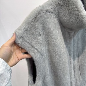 Gilet con pelliccia <span class=keywords><strong>di</strong></span> <span class=keywords><strong>visone</strong></span> in pelle scamosciata pelosa pelosa senza maniche giacca senza maniche oversize Gilet in pelliccia sintetica con cerniera - Product Image 5