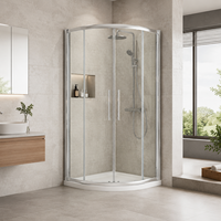 Cabine de douche coulissante à quadrant incurvé en verre transparent avec receveur, idéale pour les coins de salle de bain, vente en gros OEM, design moderne