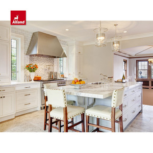 Allandcabinet sơn tủ gỗ rắn khung cửa Bảng điều khiển tủ bếp với mui xe bằng thép không gỉ và tủ tường cửa kính - Product Image 2