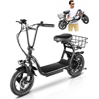 Patinete Eléctrico para Adultos con Asiento, Motor de 800/1200W, Alcance Máximo de 30 Millas y 20 mph, Patinete Eléctrico Plegable con Neumáticos Gruesos de 14 Pulgadas