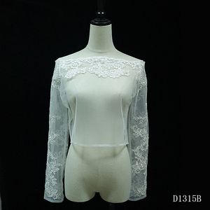 Châle de <span class=keywords><strong>mariage</strong></span> D1315B sexy à épaules dénudées, à manches longues, en dentelle brodée, pour <span class=keywords><strong>femme</strong></span>, châle de robe de mariée - Product Image 3