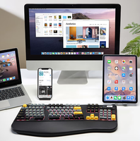 Clavier mécanique ergonomique sans fil (2,4 GHz) et filaire RGB à trois modes, 104 touches, pour ordinateur portable, jeux et bureau, nouveau
