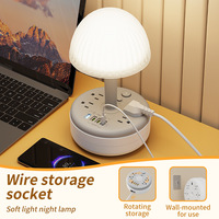 Multiprise standard américaine avec lampe de table et veilleuse, 4 prises CA, port de charge USB Type-C PD, lampe de bureau pour la maison et le bureau