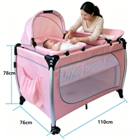Lit de voyage de luxe pour bébé de 0 à 3 ans avec fonction lit d'appoint, design moderne pour chambre à coucher, OEM/ODM disponible