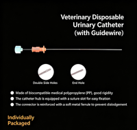 Cathéter urinaire stérile flexible, tube de drainage non traumatique pour le traitement du drainage urinaire de la vessie des animaux (chiens, chats)