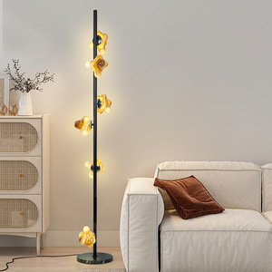 Postmodern <b>LED</b> Floor Lamp Luxury Living Room Sofa Side <b>Table</b> High-End Creative Bedroom <b>Bedside</b> Glass Modern Home Standing Lamp - Product Image 5