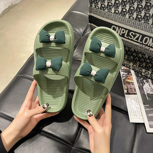 Sandalias de Verano para Mujer, Cómodas, con Suela Gruesa, Doble Correa y Lazo, Lindas Pantuflas para el Hogar - Product Image 5