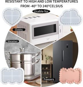 Moule en silicone économique pour 3 pots de fleurs et jardinières avec moule pour sous-verre pour créations en résine - Sac OPP écologique pour bricolage - Product Image 4