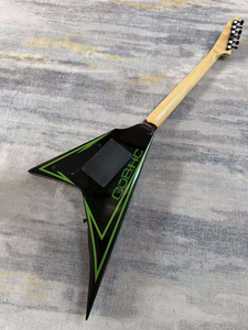 Guitarra Eléctrica Explorer Estilo <span class=keywords><strong>ESP</strong></span> con Franjas Verdes, Doble Trémolo y Pastillas EMG, Forma Personalizada de Calavera - Product Image 5