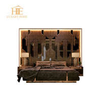 Dernier modèle de tête de lit haute mobilier pour chambre à coucher cadre de lit pour villa lit double de haute qualité lit king size de luxe en tissu de haute qualité