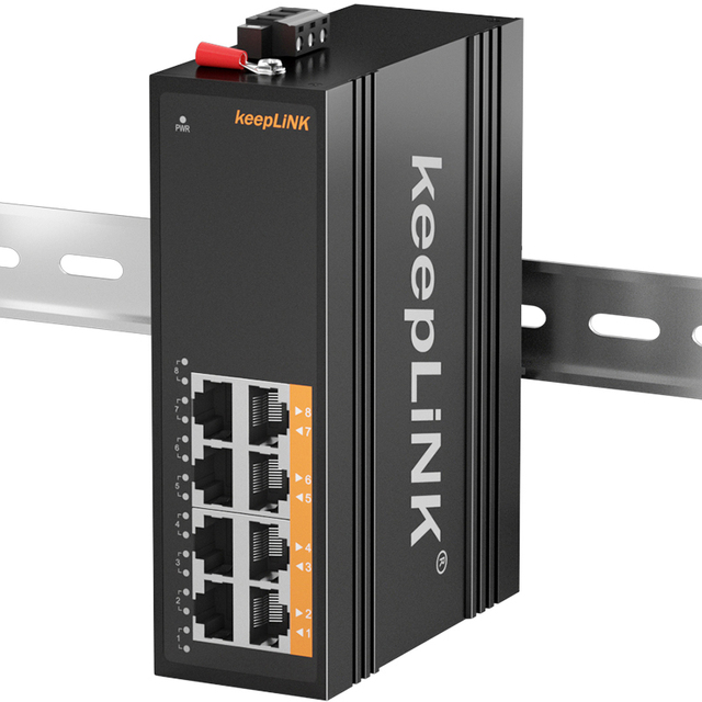 Wholesale KeepLiNK 8-Port Fast Gigabit Industrial Ethernet Switch IP40 Unmanaged PoE CE ROHS FCC 5-Year Warranty -40~+85 DIN