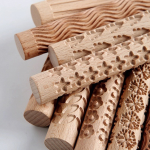 Montessori bé giáo dục cảm giác chơi đồ chơi cho trẻ em học gốm thủ công đất sét con lăn bằng gỗ - Product Image 4