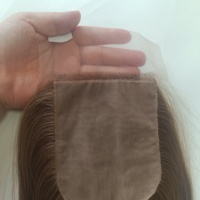 Closure Rambut Asli Manusia Virgin Silk Base 4*5, Hairline Alami, Hand Tied, Scalp Realistis, Silk Top Lace Closure Wanita Single Drawn