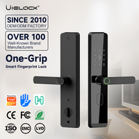 Cerradura Inteligente para Puerta con Tarjeta UIELOCK D1-3, Entrada sin Llave con Huella Dactilar, Control por Aplicación Tuya, para Puertas de Aluminio y Acero, Seguridad Grado C