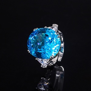 Wholesale High Quality Jewelry Eco-friendly Copper 18*20mm Red Corundum Zircon Large Stone <b>Rings</b> for Women Statement Style - Product Image 3