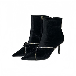 Bottines <span class=keywords><strong>Mi</strong></span> Ting sexy à nœud en strass, au-dessus du genou, automne-hiver, nouvelle collection, bout pointu, talon haut, fermeture éclair latérale, élégantes, rehaussantes - Product Image 4