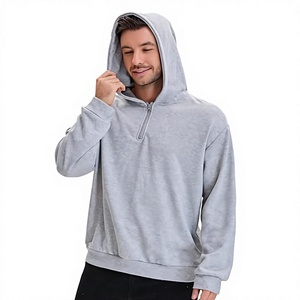 Sweat-shirt à capuche gris pour homme, coupe classique, en molleton, couleur unie, pour l'automne - Product Image 1