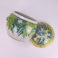 RYZG32-B-L Pot en céramique de Jingdezhen, motif papillon et fleur de chou Bok Choy, pot à riz en céramique