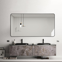 Miroir de salle de bain LED à cadre en aluminium doré brossé, tactile et à intensité variable, 3 CCT, avec fonction anti-buée en option pour la maison