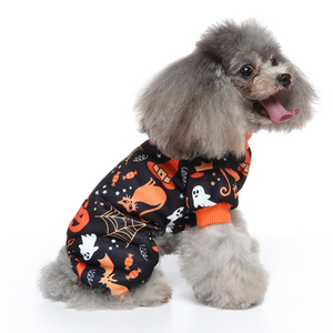 <span class=keywords><strong>Pijama</strong></span> de terciopelo ligero de lujo para Halloween, <span class=keywords><strong>disfraz</strong></span> de perro esqueleto para <span class=keywords><strong>gato</strong></span>, monos, ropa de poliéster para mascotas, estampado medio negro - Product Image 3