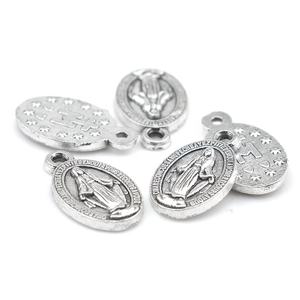 Liontin jimat logam 15*9mm Maria perawan emas liontin medali ajaib St paduan perak Katolik - Product Image 6