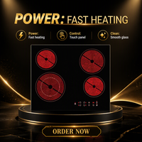 Kontrol Sentuh Sensor 6400W 4 Tungku Kompor Listrik Built-in dengan Permukaan Kaca Keramik Halus dan Pelindung Panas untuk Dapur Rumah