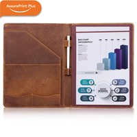 AssurePrint Plus GL001 - Cuaderno Ejecutivo de Cuero Crazy Horse Retro, Tapa Dura, A4, con Bolsillos de Almacenamiento, Portaplumas
