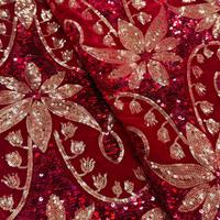 Tissu en dentelle de velours de luxe de haute qualité avec des paillettes, tissu en dentelle à sequins africain en gros pour robe de mariée
