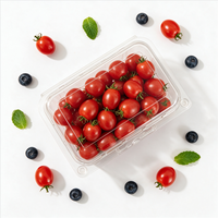 Transparante fruit- en groenteverpakking, grote capaciteit, voedselveilig, gerecycled PET, verse supermarkt groothandel, met scharnierend deksel