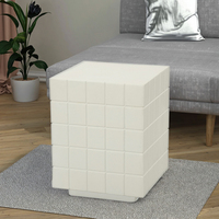 Table basse Kirkasa moderne avec plateau en mosaïque beige carrée, hauteur réglable, structure en métal, pour salon