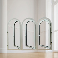Fenêtre à battant irrégulière en alliage d'aluminium blanc, de forme arquée, insonorisée, style simple, pour salon, chambre à coucher, décoration intérieure