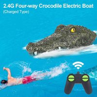 Barco con Cabeza de Cocodrilo a Control Remoto de 2.4GHz, Juguete Acuático con Luces para Piscina o Lago, Alcance de 150 pies