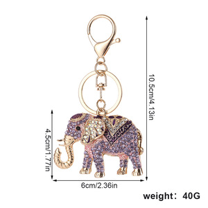 Porte-clés personnalisé en alliage de zinc 3D éléphant de luxe, pendentif tendance, breloque décorative pour sac - Product Image 3