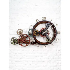 Steampunk Gear and Cog Design with a Bronze clock Ideal for Indoor or Outdoor rotatable reloj iron metal gear clock
