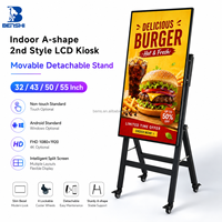 Écran LCD publicitaire portable en forme de A de 32 pouces, écran numérique Android, menu numérique, panneau d'affichage mural, support d'exposition, téléviseur