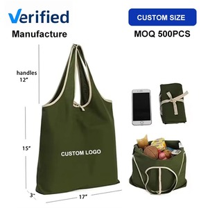 Borsa Tote Pieghevole in Nylon 100% RPET Ecologica con Ampio Schermo Personalizzato, Resistente, per la Spesa, con Logo Stampato - Product Image 2