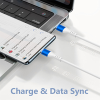 Câble USB en silicone tressé PD 65W, durée de vie de 20000 plisages, câble de charge rapide USB-C Type-C pour iPhone et écouteurs